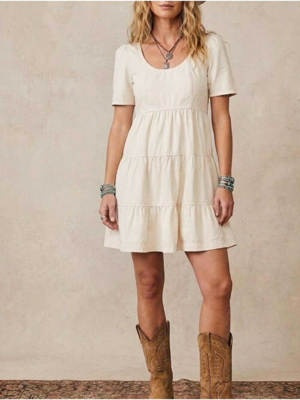 New Stetson Cotton Blend Tiered Western Dress Size 8 Fits Medium- Large Stampede